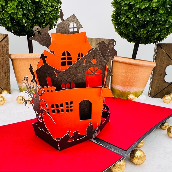 Haunted House Pop Up Card 3D Handmade - Picture 7 of 15